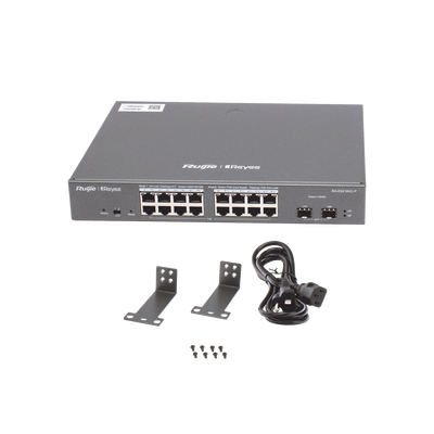 Switch L2 Administrable PoE con 16 puertos Gigabit PoE 802.3af/at + 2 SFP para fibra 1Gb, gestión gratuita desde la nube, 240w