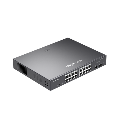 Switch L2 Administrable PoE con 16 puertos Gigabit PoE 802.3af/at + 2 SFP para fibra 1Gb, gestión gratuita desde la nube, 240w