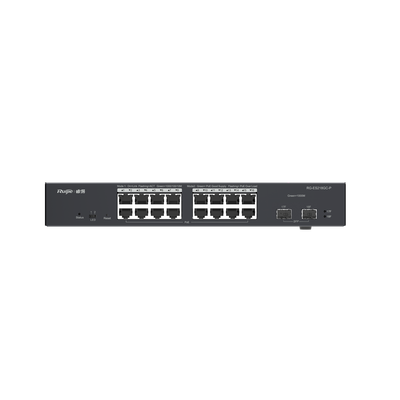 Switch L2 Administrable PoE con 16 puertos Gigabit PoE 802.3af/at + 2 SFP para fibra 1Gb, gestión gratuita desde la nube, 240w