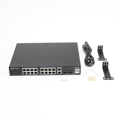 Switch L2 Administrable PoE con 16 puertos Gigabit PoE 802.3af/at + 2 SFP para fibra 1Gb, gestión gratuita desde la nube, 240w