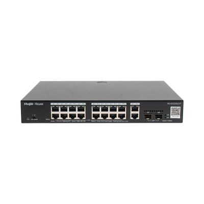 Switch L2 Administrable PoE con 16 puertos Gigabit PoE 802.3af/at + 2 SFP para fibra 1Gb, gestión gratuita desde la nube, 240w