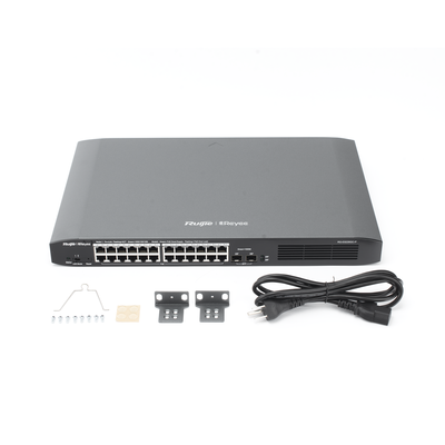 Switch Smart PoE con 24 puertos Gigabit PoE 802.3af/at + 2 SFP para fibra 1Gb, gestión gratuita desde la nube, 370w