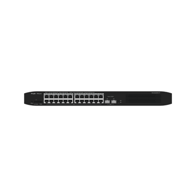 Switch Smart PoE con 24 puertos Gigabit PoE 802.3af/at + 2 SFP para fibra 1Gb, gestión gratuita desde la nube, 370w