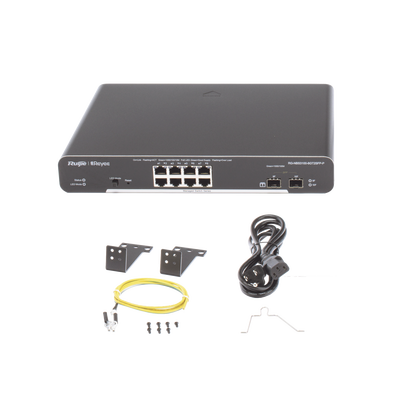 Switch Administrable PoE Capa 2, con 8 puertos Gigabit PoE 802.3af/at + 2 SFP para fibra 1Gb, gestión gratuita desde la nube, 125w