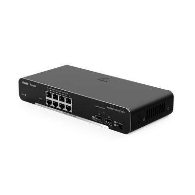 Switch Administrable PoE Capa 2, con 8 puertos Gigabit PoE 802.3af/at + 2 SFP para fibra 1Gb, gestión gratuita desde la nube, 125w