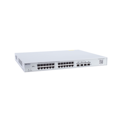 Switch Administrable PoE Capa 2+ Plus, con 24 puertos Gigabit PoE 802.3af/at + 4 SFP+ para fibra 10Gb, gestión gratuita desde la nube, 370w