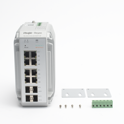 Switch Industrial PoE, Ideal para temperaturas Extremas y protección contra descargas, 8 Puertos Gigabit PoE 802.3 af/at, 4 Puertos SFP Administrable Cloud