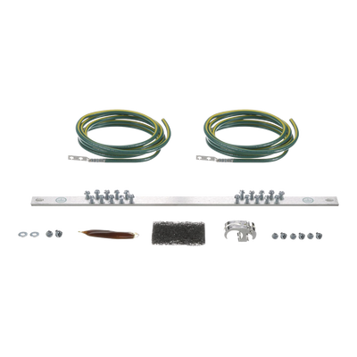 Kit de Puesta a Tierra con dos Jumpers 6 AWG y Barra de Conexiones de 20 Orificios, para Rack de 19in