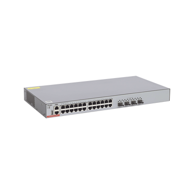 Switch Administrable Capa 3 con 24 puertos Gigabit + 4 SFP+ para fibra 10Gb, gestión gratuita desde la nube.