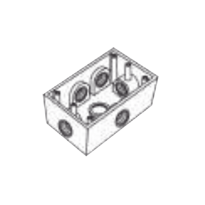 Caja Condulet FS de 1/2" (12.7 mm) con seis bocas a prueba de intemperie.