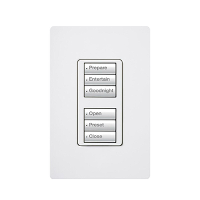 Botonera con 6 botones, 3 para switch on/off y 3 para atenuadores (dimmer).