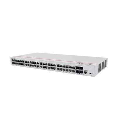 Switch Gigabit Administrable PoE Capa 3 / 48 puertos 10/100/1000 Mbps (PoE) / 4 Puertos SFP+ Uplink / 380W / PoE Perpetuo / iStack / Administración Nube Gratis