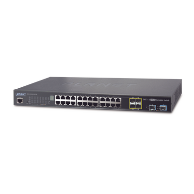 Switch de Acceso Stack Capa 2+ de 24 puertos + 4 compartidos TP/SFP + 2 Puertos 10G SFP+  Stack