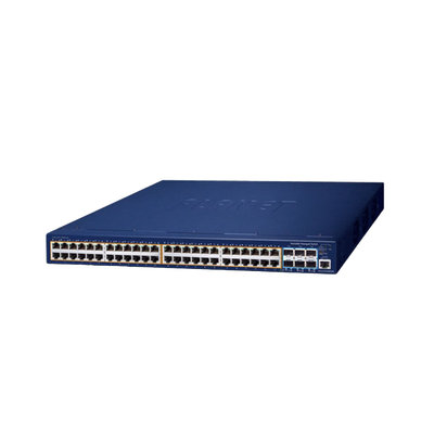 Switch Administrable Stacking Capa 3, 48 Puertos PoE Gigabit 802.3at, 6 Puertos SFP de 10 G, Incluye Fuente Redundante de 55 V cc