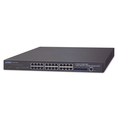 Switch Administrable Capa 3, 24-Puertos 10/100/1000T + 4-Puertos 10G SFP+, Apilable