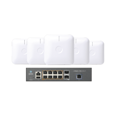 Starter Kit Wi-Fi Empresarial de 5 Access Point PLE410 y 1 Switch PoE EX2010P