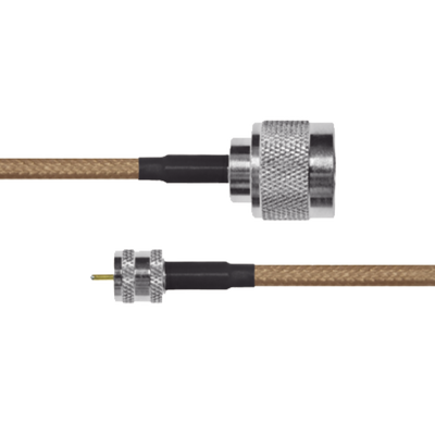 Cable Coaxial RG-142/U de 100 cm, 50 Ohm y Conectores Instalados de N Macho a Mini-UHF Macho.