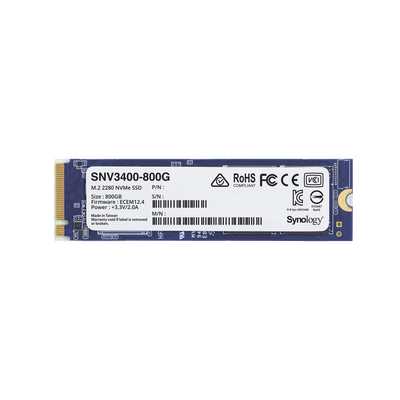 SSD 800GB NVMe M.2 2280, diseñada para Synology NAS con ranuras M.2 integradas