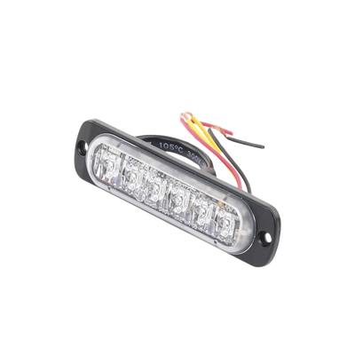 Luz Auxiliar de 6 LED, Ambar, Bisel Negro, Lente Transparente