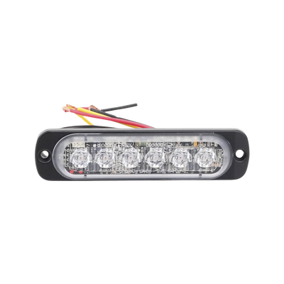 Luz Auxiliar de 6 LED, Ambar, Bisel Negro, Lente Transparente