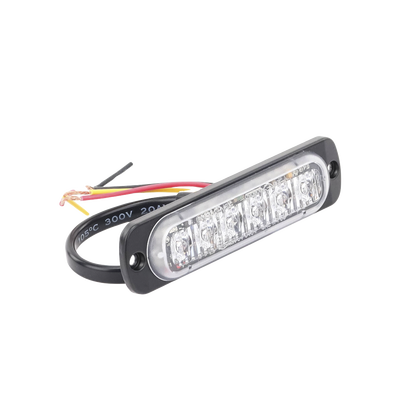 Luz Auxiliar de 6 LED, Ambar, Bisel Negro, Lente Transparente