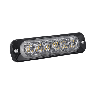 Luz Auxiliar de 6 LED, Ambar, Bisel Negro, Lente Transparente