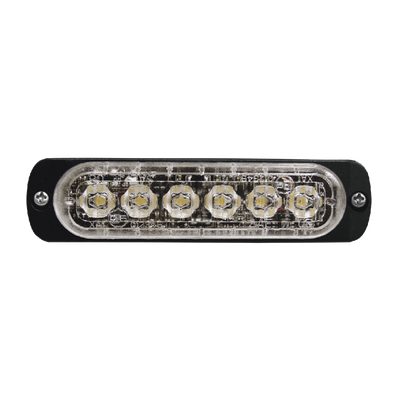 Luz Auxiliar de 6 LED, Ambar, Bisel Negro, Lente Transparente