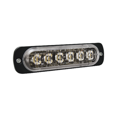 Luz Auxiliar de 6 LED, Ambar, Bisel Negro, Lente Transparente