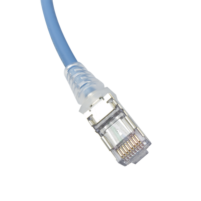 Patch Cord "Skinny" Cat6A Blindado S/FTP, 7ft, Diámetro Reducido 28 AWG, Color Azul