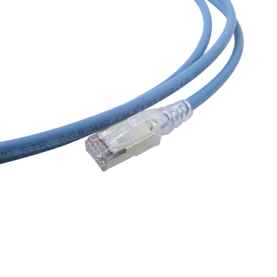 Patch Cord "Skinny" Cat6A Blindado S/FTP, 7ft, Diámetro Reducido 28 AWG, Color Azul