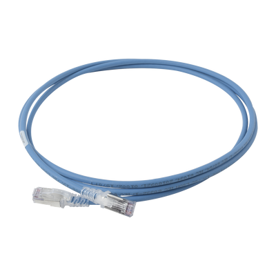 Patch Cord "Skinny" Cat6A Blindado S/FTP, 7ft, Diámetro Reducido 28 AWG, Color Azul