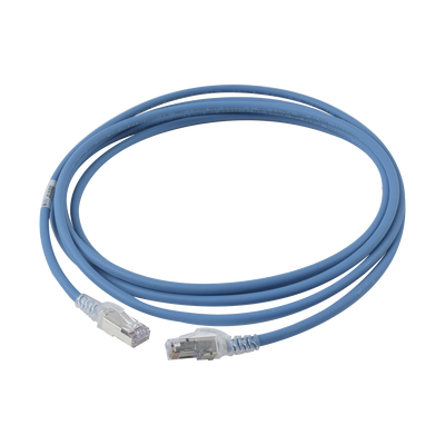 Patch Cord "Skinny" Cat6A Blindado S/FTP, 10ft, Diámetro Reducido 28 AWG, Color Azul