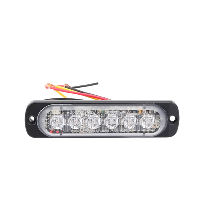 Luz Auxiliar de 6 LED, Roja, Bisel Negro, Lente Transparente