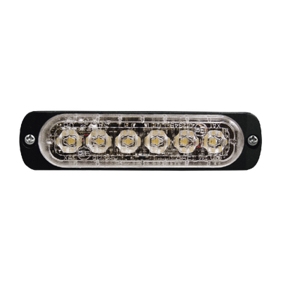 Luz Auxiliar de 6 LED, Roja, Bisel Negro, Lente Transparente