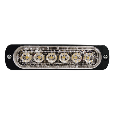 Luz Auxiliar de 6 LED, Roja, Bisel Negro, Lente Transparente