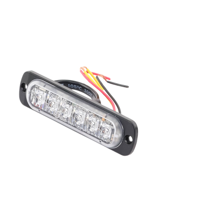 Luz Auxiliar de 6 LED, Roja, Bisel Negro, Lente Transparente