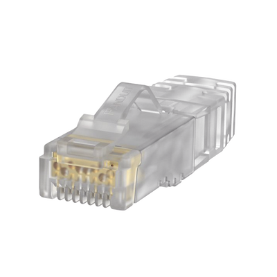 Plug RJ45 Cat6A, Para Cable UTP de Calibre 23-24 AWG, Chapado en Oro de 50 micras, Paquete de 100 piezas