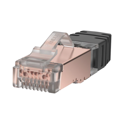 Plug RJ45 Cat6A Blindado, Para Cable Calibre 23-24 AWG, Chapado en Oro de 50 micras, Paquete de 100 piezas