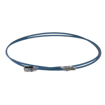 Patch Cord Cat6A, Diametro Reducido 28 AWG, Blindado S/FTP, CM/LS0H, 0.20 m, Color Azul