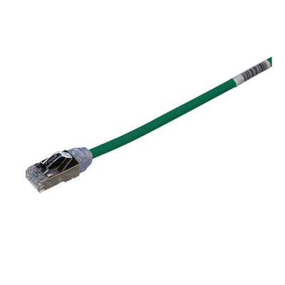 Patch Cord Cat6A, Diametro Reducido 28 AWG, Blindado S/FTP, CM/LS0H, 20 cm, Color Verde