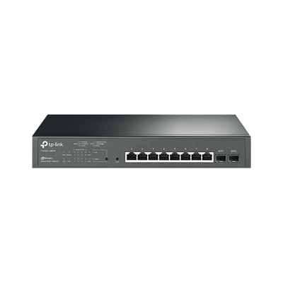 Smart Switch PoE+ JetStream administrable Capa 2, 8 puertos 10/100/1000 Mbps + 2 puertos SFP 116 W