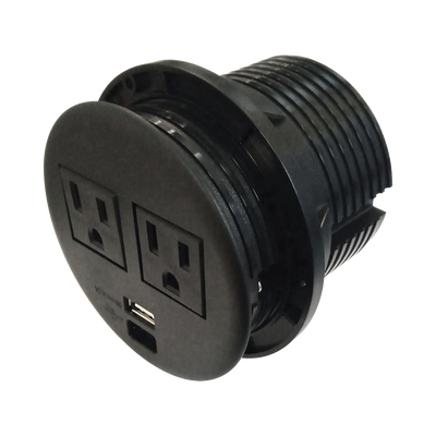 Multicontactos empotrable Doble/ USB "A & C", Color Negro, no incluye cable de poder (11000-83604)