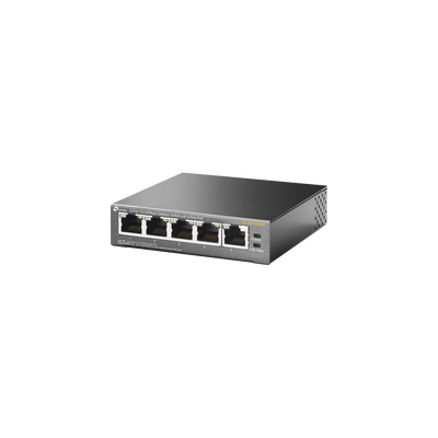 Switch PoE no Administrable de escritorio / 5 puertos 10/100 Mbps / 4 puertos PoE af/at / Presupuesto 67 W / Modo Extensor hasta 250 m / Calidad video prioritaria