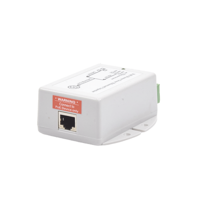 Inyector POE para Aplicación Solar, Entrada 9-36 Vcc, Salida Pasivo en 24 Vcc 10/100/1000 Mbps, Hasta 19 Watts