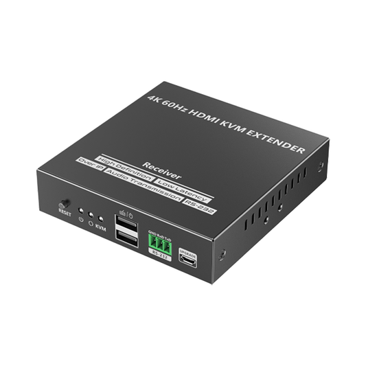 Receptor Compatible para Kit TT582-KVM |4K @60Hz | Cat 6, 6a y 7 |  hasta 150 metros | Transmite el Video y Controla tu DVR vía USB a distancia