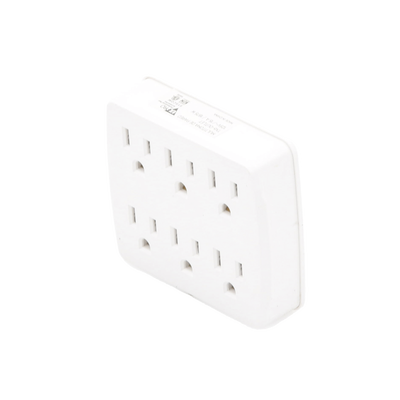 Multicontacto para pared con 6 contactos color blanco,125 V /15 A