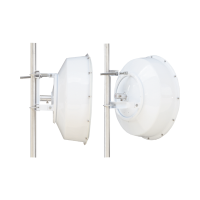 Antena direccional de alta resistencia, Ganancia 30 dBi, (4.9 -6.4 GHz), Plato hondo para mayor inmunidad al ruido, Conectores N-Hembra, Montaje incluido.