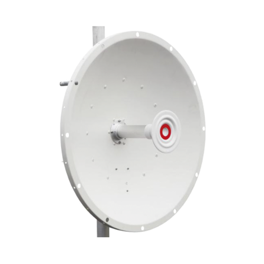 Antena direccional de 2ft, 5.1 a 7.1 GHz, Ganancia 30 dBi, Conectores RP-SMA Hembra, Polarización doble, incluye montaje para torre o mástil