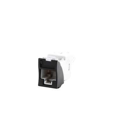 Jack UltraMAX Cat6A, UTP, Montaje híbrido en Placa de Pared (Plano y Angulado), Color Negro, Punch Down
