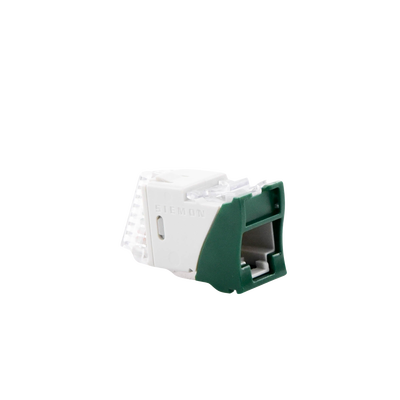 Jack UltraMAX Cat6A, UTP, Montaje híbrido en Placa de Pared (Plano y Angulado), Color Verde, Punch Down